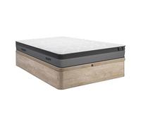 Ensemble 140 x 190 cm sommier coffre naturel clair + matelas ressorts ensachés et mémoire de forme ép.24cm - ILLUSION de YSMÉE