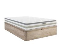 Ensemble 140 x 190 cm sommier coffre naturel clair + matelas ressorts ensachés et surmatelas intégré ép.29cm - CANTERBURY de YSMÉE