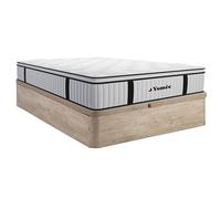 Ensemble 140 x 190 cm sommier coffre naturel clair + matelas ressorts ensachés surmatelas intégré ép.28cm - AMERICAN DREAM de YSMÉE