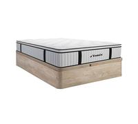 Ensemble 140 x 190 cm sommier coffre naturel clair + matelas ressorts ensachés surmatelas intégré ép.28cm - AMERICAN DREAM de YSMÉE