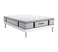 Ensemble 140 x 190 cm sommier + matelas ressorts ensachés surmatelas intégré ép.28cm - AMERICAN DREAM de YSMÉE