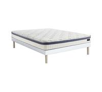 Ensemble 140 x 190 cm sommier tapissier + matelas hybride ressorts ensachés 7 zones et mémoire de forme ép.25cm - MALAO de PALACIO