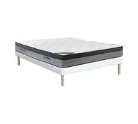 Ensemble 140 x 190 cm sommier tapissier + matelas hybride ressorts ensachés 7 zones et mémoire de forme ép.30cm - ILYROS de YSMÉE