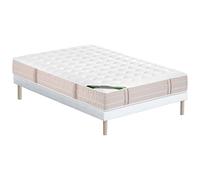 Ensemble 140 x 190 cm sommier tapissier + matelas ressorts ensachés 5 zones accueil mémoire de forme et coutil anti-punaises de lit ép.24 cm - VIREVO de NATUREA