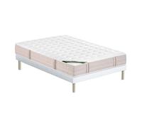Ensemble 140 x 190 cm sommier tapissier + matelas ressorts ensachés 5 zones accueil mémoire de forme et coutil anti-punaises de lit ép.24 cm - VIREVO de NATUREA