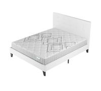 Ensemble 140x190 cm, Lit avec tête de lit + Matelas Ressorts Ensachés, ép.20cm accueil mousse HR