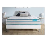 Ensemble 140x190 matelas BodyMax micro ressorts ensachés et mémoire de forme + sommier kit blanc G