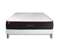Ensemble 140x190 matelas BOOST ressorts ensachés et mémoire de forme + sommier kit blanc G