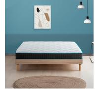 Ensemble 140x190 Matelas ressorts ensachés Atmosphère et sommier en kit EASYKIT chêne clair - Fabrication belge - Garantie 10 ans
