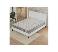 Ensemble 140x190cm-Matelas latex naturel + Lit avec tête de lit et sommier à lattes, Matelas 22cm d'épaisseur