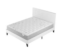 Ensemble 140x200 cm, Lit avec tête de lit + Matelas Ressorts Ensachés, ép. 25cm à mémoire de forme
