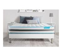 Ensemble 140x200 matelas BodyFlex ressorts ensaches et memoire de forme + sommier kit blanc