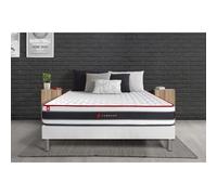 Ensemble 140x200 matelas ENERGY ressorts ensaches et memoire de forme + sommier kit blanc