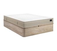 Ensemble 160 x 200 cm sommier coffre naturel clair + matelas hybride ressorts ensachés 7 zones et gel à mémoire de forme ép.28cm - CIREVA de YSMÉE