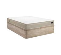 Ensemble 160 x 200 cm sommier coffre naturel clair + matelas hybride ressorts ensachés 7 zones et gel à mémoire de forme ép.28cm - CIREVA de YSMÉE