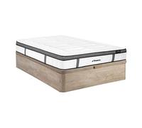 Ensemble 160 x 200 cm sommier coffre naturel clair + matelas hybride ressorts ensachés 7 zones et mémoire de forme ép.30cm - OLIANE de YSMEE
