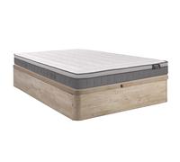 Ensemble 160 x 200 cm sommier coffre naturel clair + matelas hybride ressorts ensachés 7 zones et mémoire de forme ép.30cm - ASGARD de YSMÉE