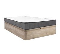 Ensemble 160 x 200 cm sommier coffre naturel clair + matelas hybride ressorts ensachés 7 zones et mousse haute résilience ép.26cm - AUDACE de PALACIO