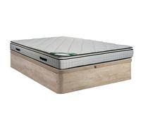 Ensemble 160 x 200 cm sommier coffre naturel clair + matelas mousse et coutil bambou ép.23cm - ADANA de NATUREA