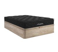 Ensemble 160 x 200 cm sommier coffre naturel clair + matelas ressorts ensachés surmatelas intégré ép.28cm - BLACK DREAM de YSMÉE