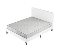 Ensemble 160x200 cm, Lit avec tête de lit + Matelas Mousse ép.22cm à mémoire de forme