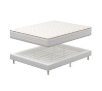 Ensemble 160X200 CM Matelas Mousse +Sommier Tapissier, Hauteur du Cadre de lit 29 cm¿Epaisseur Matelas 18CM