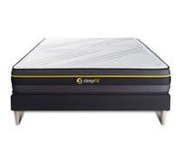 Ensemble matelas ACTIVE + sommier kit noir 160x200 cm - Ferme - Mousse HR - Accueil enveloppant