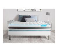 Ensemble 160x200 matelas BodyFlex ressorts ensaches et memoire de forme + sommier kit blanc