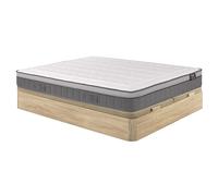 Ensemble 180 x 200 cm sommier coffre naturel clair + matelas hybride ressorts ensachés 7 zones et mémoire de forme ép.30cm - ASGARD de YSMÉE