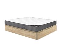 Ensemble 180 x 200 cm sommier coffre naturel clair + matelas hybride ressorts ensachés 7 zones et mousse haute résilience ép.26cm - AUDACE de PALACIO