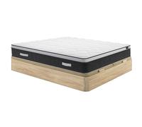 Ensemble 180 x 200 cm sommier coffre naturel clair + matelas hybride ressorts ensachés et mémoire de forme ép.25cm - ASTRIA Art Collection de YSMÉE