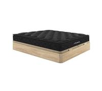 Ensemble 180 x 200 cm sommier coffre naturel clair + matelas ressorts ensachés surmatelas intégré ép.28cm - BLACK DREAM de YSMEE