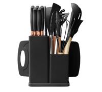 Ensemble 19pcs VURAHOME cuisine silicone antiadhésif + rangement + couteaux - Noir