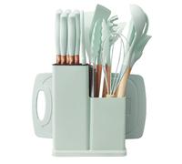 Ensemble 19pcs VURAHOME cuisine silicone antiadhésif + rangement + couteaux - Vert clair