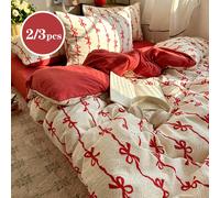 Ensemble 2/3 pièces Design de ligne de nœud papillon rouge, bloc de couleur rouge, mariage, Saint-Valentin, rentrée scolaire, jacquard artisanal teint frais et mignon, super doux, décoration de dortoi