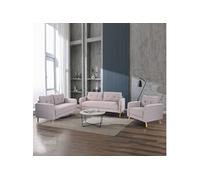 Ensemble 2 canapés + fauteuil en microfibre gris clair - GLIMAR