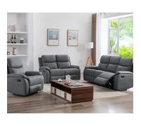 Ensemble 2 canapés + fauteuil relax manuel en PU anthracite - ZOLARA