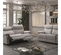 Ensemble 2 Canapés Fixe 2 Places et Relax Electrique Tissu Gris - TARIFA -