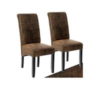 Ensemble 2 chaises de salle à manger cuir synthétique marron anthique