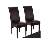 Ensemble 2 chaises salle à manger aspect cuir ergonomique cappuccino