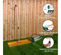 Ensemble 2-en-1 Scarificateur et Niveleur de Pelouse de 100 cm - Orange