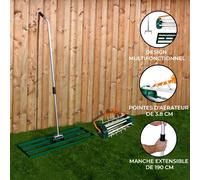 Ensemble 2-en-1 Scarificateur et Niveleur de Pelouse de 100 cm - Vert