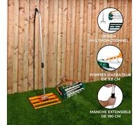 Ensemble 2-en-1 Scarificateur et Niveleur de Pelouse de 50 cm - Orange