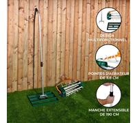 MonsterShop Scarificateur et Niveleur de Pelouse – Ensemble 2‑en‑1 50 cm Vert