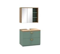 kleankin Ensemble de meubles de salle de bain avec étagères réglables 2 tiroirs design scandinave vert