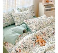 Ensemble 2 pièces, imprimé floral vert frais, super doux, motif fille mignon, frais et compact, convient pour le printemps et l'été, literie, inserts d'oreiller non inclus, taille Twin/Full/Queen/King