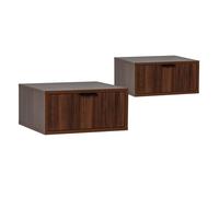 Ensemble 2 tables de chevet flottantes Lluvia 1 tiroir couleur Noyer