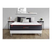 Ensemble 200x200 matelas BOOST ressorts ensaches et memoire de forme + sommier kit blanc