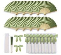 Ensemble 3/15/30 pièces, Coffret Cadeau Édition Limitée de Noël : Éventail Pliant Vert avec Nœud Vert et Sac de Sable Transparent - Décoration de Noël Polyvalente, Convient pour les Mariages, les Fête