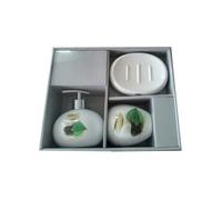 MSV Bad Accessoires Lingga Weis Lot de 3 distributeurs de Savon, Porte-Savon, gobelet à Brosse à Dents en céramique